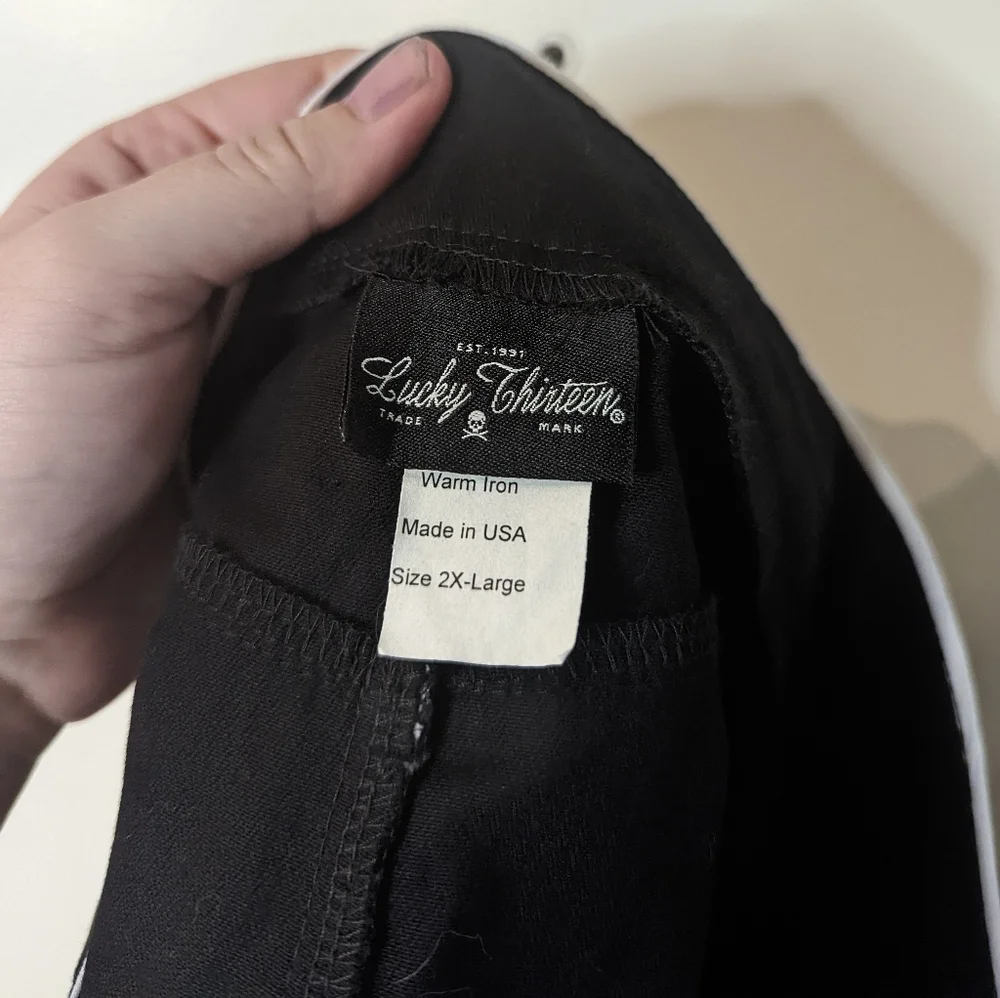 Lucky 13 Western Button Up Mini Skirt Black White pockets 2XL - Picture 11 of 12